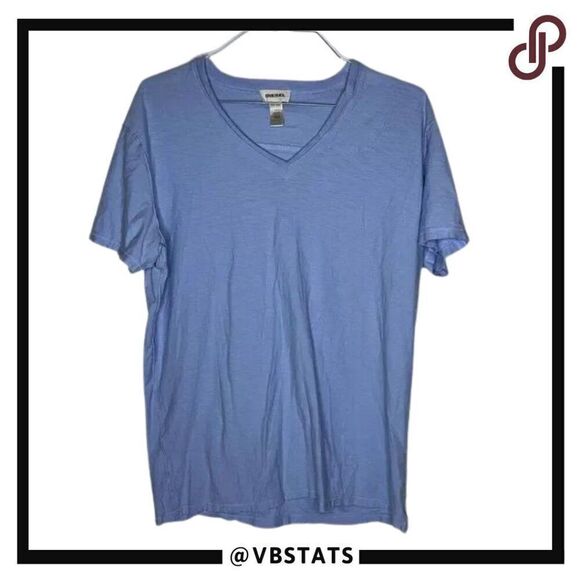 Diesel XXXL Short Sleeve V-Neck Luxury Tee in Sky Blue - Picture 1 of 6